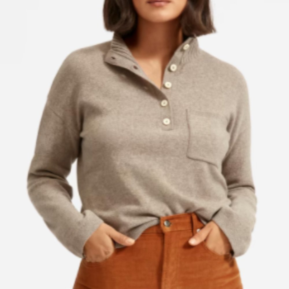 Everlane ReCashmere Button Mockneck sweater